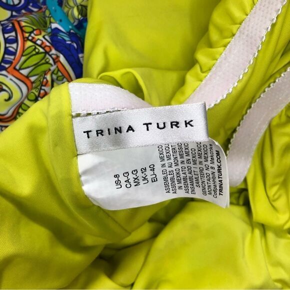 TRINA TURK Ruffle Bandeau One Piece Swimsuit Floral Print Size 8 - Picture 10 of 12